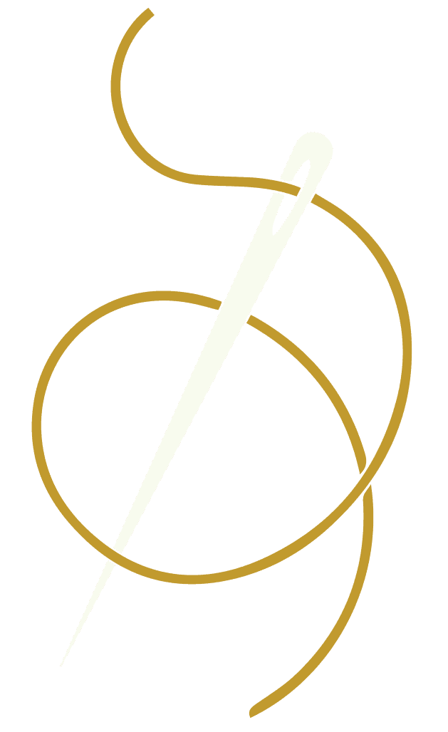 'A sewing needle and thread logo'